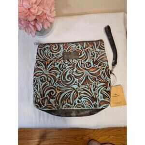 Patricia Nash NWT CASSINI WRISTLET Leather Turquoise MSRP $79 Designer Western